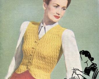 Modello per gilet senza maniche a trecce anni '40 (download PDF)