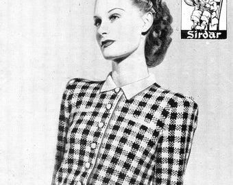 Ladies Check Fair Isle Jumper Blouse Bust 36 Bestway 1418 Vintage 1940s Knitting Pattern Download