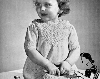 Knitting Pattern for a Toddler’s Dress 22 Chest 1940s Pearsalls 373 Vintage Knitting Pattern Instant Download