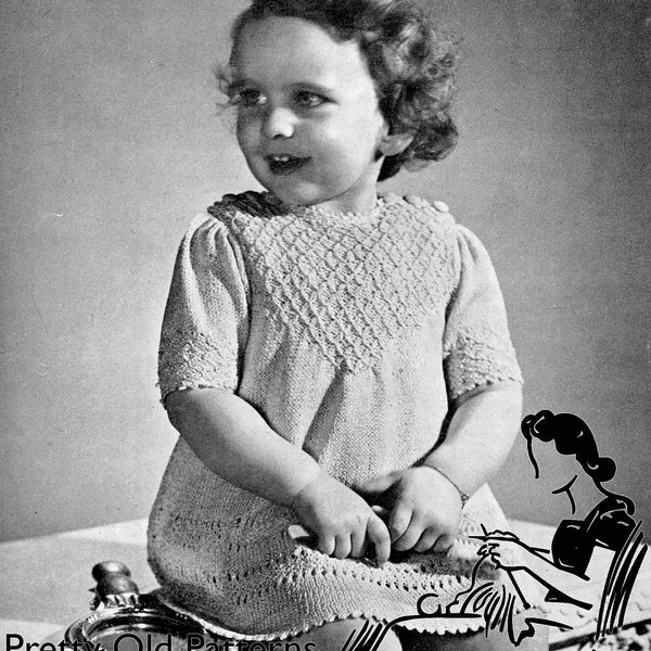 Knitting Pattern for a Toddler’s Dress 22 Chest 1940s Pearsalls 373 Vintage Knitting Pattern Instant Download