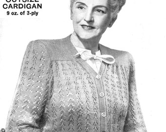 Modello per cardigan in pizzo anni '40, taglia forte (circonferenza seno 42-46) (download PDF)