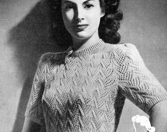 Ladies 1940s Pyramid Jumper Bust 36 Bestway 1562 Vintage Knitting Pattern PDF Instant Download