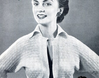 Batwing Bolero 34 to 36 Bust Bestway A2749 Vintage Early 1950s Knitting Pattern Instant Download Pdf