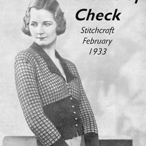 Fabulous 1930s Jacket with Contrast Ribbing, Cuff and Collar 34 Bust Stitchcraft February 1933 Vintage Knitting Pattern Pdf