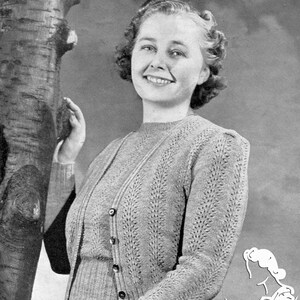 Pretty Lace 1940s Ladies Twin Set Jumper Cardigan 36 to 38 Bust Patons 929 Vintage Knitting Pattern Pdf Instant Download