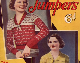 Smartest Jumpers Ladies Sweaters to Knit and Crochet 8 Designs Art Deco Leachs 167 Vintage Knitting Pattern Instant Download PDF