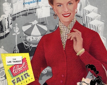 Lady's Quick to Knit Fitted Cardigan  Size 3 Sizes 34 to 38 Bust Lee Target 1232 Early 1950s Vintage Knitting Pattern Instant PDF Download