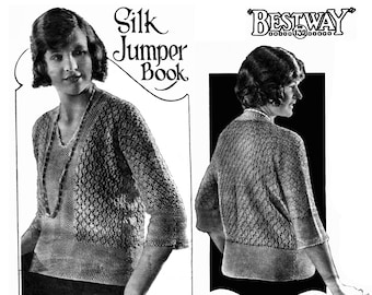 Wonderful Early 1920s Lace Jumper in One Piece 34 to 36 Bust Bestway 132 Vintage Knitting Pattern Pdf Instant Download