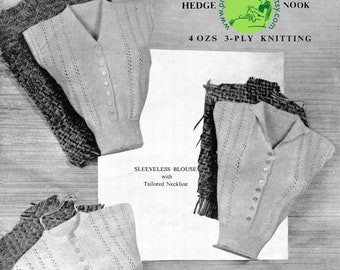 Modello per camicetta senza maniche anni '40, taglia busto 33-36 (download digitale)