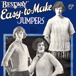 Suéteres y túnicas de punto de principios de los años 20 fáciles de hacer 9 diseños para principiantes Bestway 83 Patrón de tejido y crochet vintage Descarga instantánea en PDF