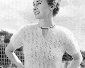 Lovely and Lacy 1950s Angora Jumper 34 to 36 Bust Patons 947 Vintage Knitting Pattern Download