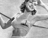 Wonderful 1940s Bikini 2 Piece Bathing or Swimming Suit 33 to 34 Bust Bestway 1898 Vintage Knitting Pattern Download