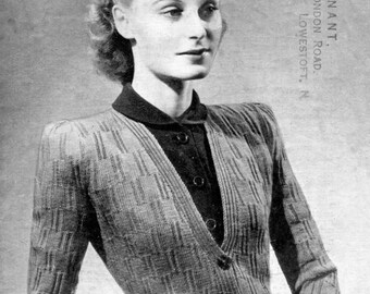 Lovely Slim Line 1940s Cardigan 32 to 34 Bust Weldons 294 Vintage Knitting Pattern Download