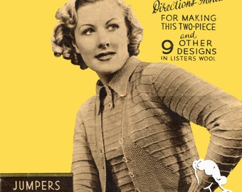 October 1937 Good Knitting Booklet from Woman's Sphere Ladies Jumpers and Cardigans Vintage Knitting Patterns Instant Download