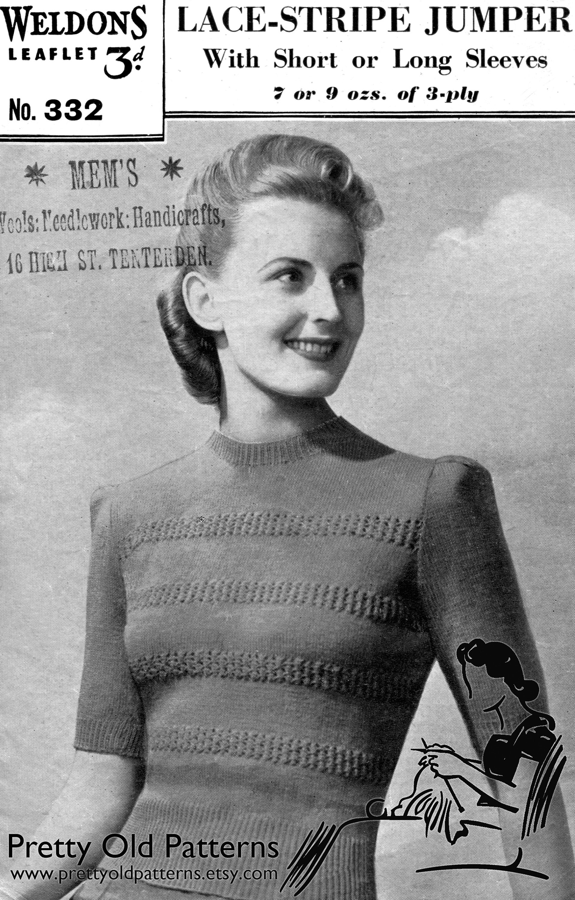 1940s Lace Stripe Puffed Sleeve Jumper With Long or Short - Etsy