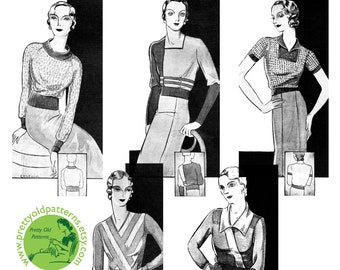 1930er Jahre Strickmuster, Vintage Strickmuster in Übergröße (Digitaler Download)