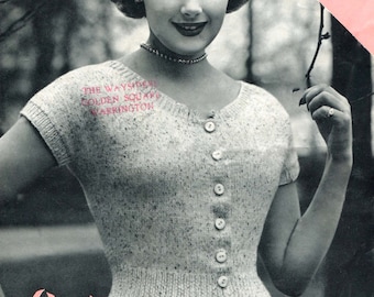 Fabulous 1950s Short Sleeve Blouse 3 Size 34" to 38" Bust Wendy 766 Vintage Knitting Pattern Download