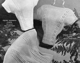 Quick and Easy Simple Summer Jumpers Tops 3 Designs Bust 34 to 38 Hedge Nook 24 Vintage 1940s 1950s Knitting Pattern PDF Instant Download