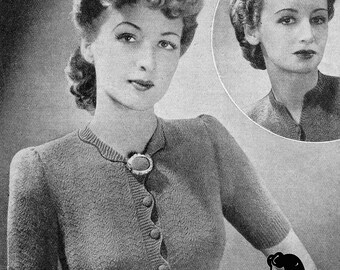 Modello per maglione a punto piuma anni '40, taglia busto 32-34 (download digitale)