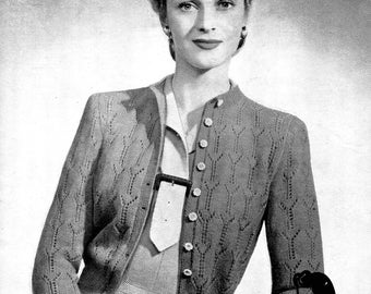 Modello per cardigan in pizzo anni '40, taglia busto 86 cm (download PDF)
