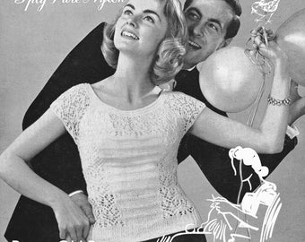 Lovely 1950s Lace Jumper Blouse 3 Sizes 34 to 38 Bust Robin 912 Vintage Knitting Pattern PDF Instant Download