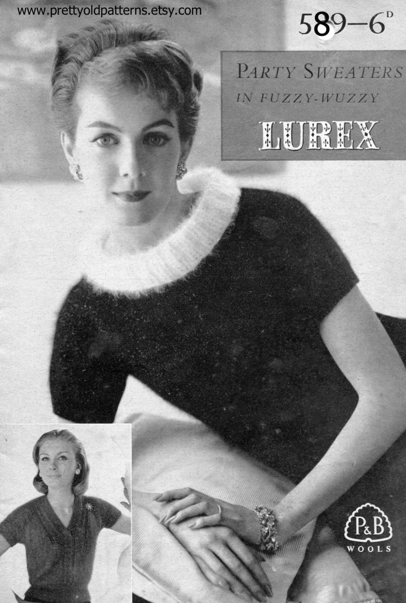 1950s Angora Party Blouse Knitting Pattern, Three Sizes (PDF Download ...