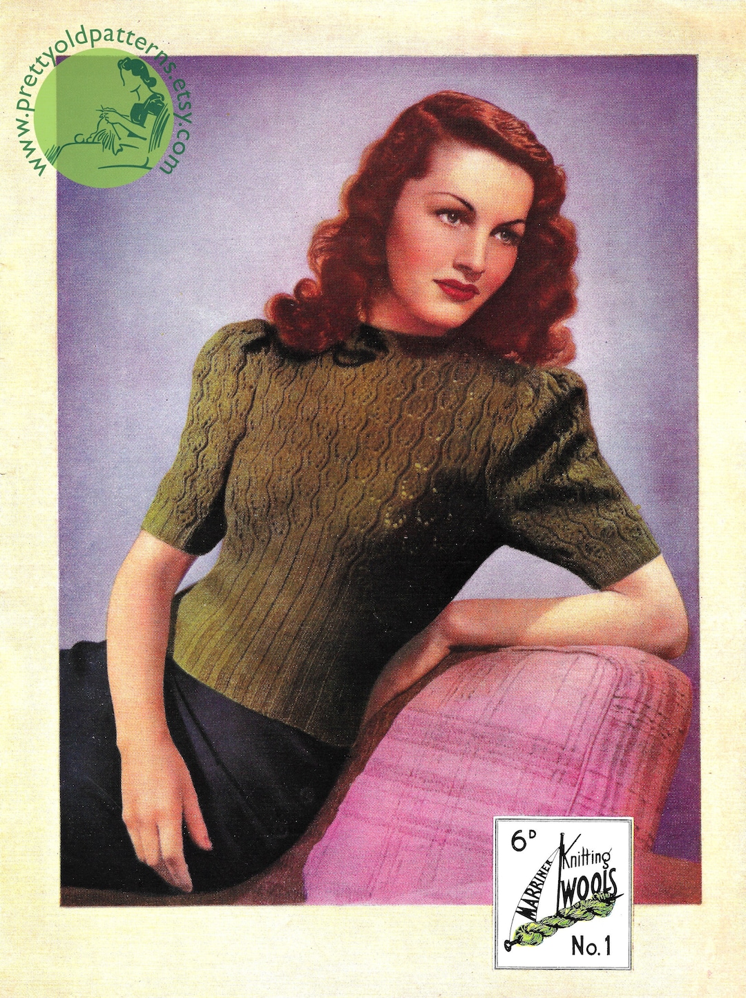 Lovely 1940s Lace Jumper 34 To 35 Bust Marriners 1 Vintage Knitting lovely-1940s-lace-jumper-34-to-35-bust-marriners-1-vintage-knitting