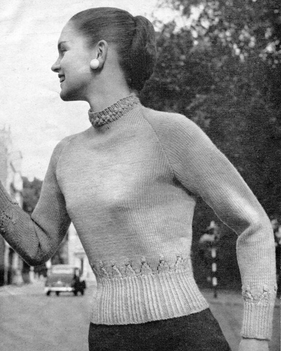 Sexy 1950s Sweater Girl Jumpers and Bolero 34 to 38 Bust Patons 401 Vintage  Knitting Pattern Pdf Download 