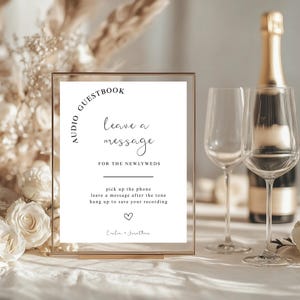 Audio Guestbook Sign Template, Editable Wedding Guest Book Alternative, Leave a Message Sign, Telephone Guest Book Sign Printable