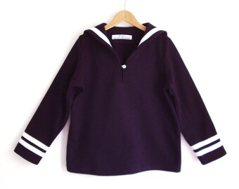 SWEATER AHOI, Sportive Navy Blue Children's Sailor Sweatshirt With White Stripes, Long Sleeves, Cosy Soft Cotton, Sportive Maritime Sweater