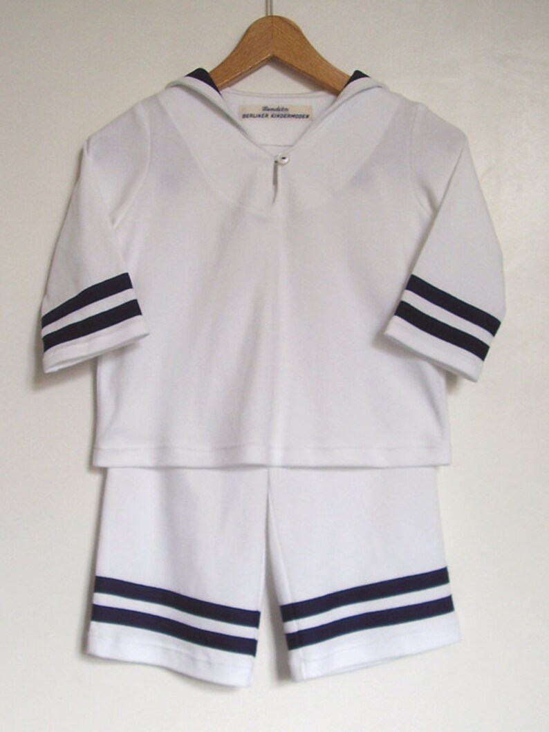 Shirt and Pants,Maritime Baptism,Family Cotton Jersey Cosy Two-Piece White Sailor Baby Suit With Navy-Blue Stripes BABY SUIT AHOI