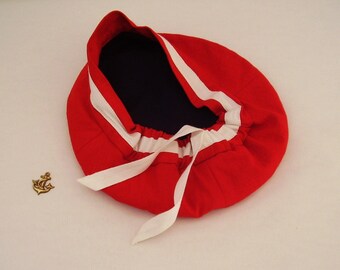 CAP AHOI, Children's and Babies' Sailor Cap in Various Colours,White White Ribbon,Maritime Hat, Navy Blue, Red, White, Retro Style, Baptism