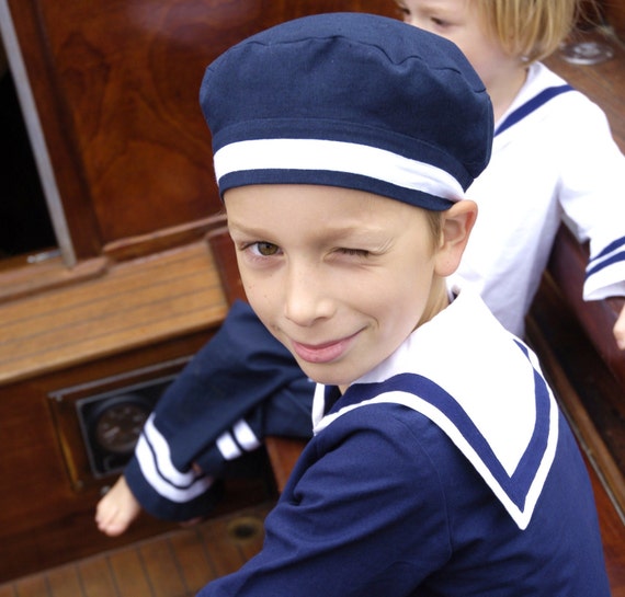 Gorro de Marinero Blanco y Azul para Adulto