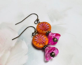 ORANGE PINK EARRINGS