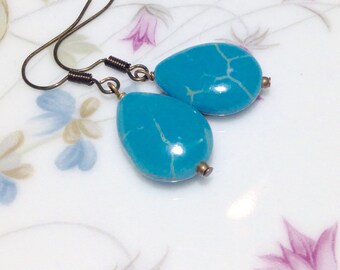 Turquoise Drop Earrings - Magnesite