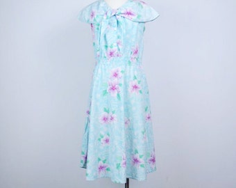 Hawaii Vacation Dress Pastel Light Blue Pink White Outline Sweet Sailor Neck Medium Large Authentic