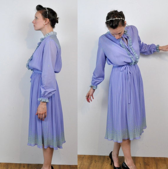 Lavender and Gray Dress Lightweight Purple Grey Ruffle Sweetie Small Medium Etsy