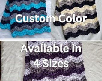 Custom Color Crochet Baby Blanket Afghan Throw - Handmade - 4 Sizes Available - Made to Order