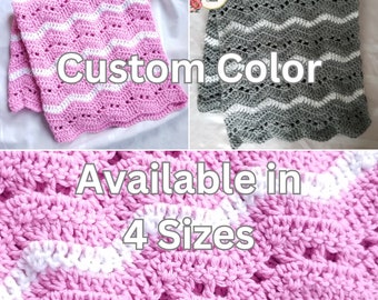 Custom Color Crochet Baby Blanket Afghan Throw - Handmade - 4 Sizes Available - Made to Order