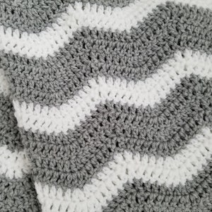 Gray White Crochet Baby Blanket Afghan Throw Handmade 4 Sizes Available Made to Order Baby Gift image 2