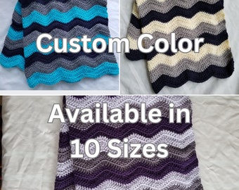 Custom Color Crochet Blanket Afghan Throw - Handmade - 10 Sizes Available - Made to Order