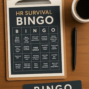 Bingo de Supervivencia de RR.HH.: Juego imprimible con 10 tarjetas únicas + hoja de llamadas / Divertido juego de RR.HH. para reuniones de oficina