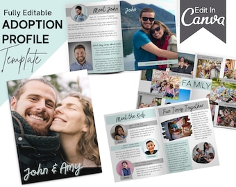 Adoption book Template with Kids in Home, Profile Book for Birthmother, Letter to Birthparent, Photo Book template for Adoption Profile