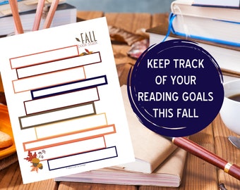 Fall Reading Challenge, Autumn Themed Book Log, Printable Book Stack Reading Tracker, Editable PDF