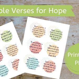Bible Verse Printable Set / Printable Scripture Memory Cards / Digital Download with Printable Bible Verse Cards for Hope