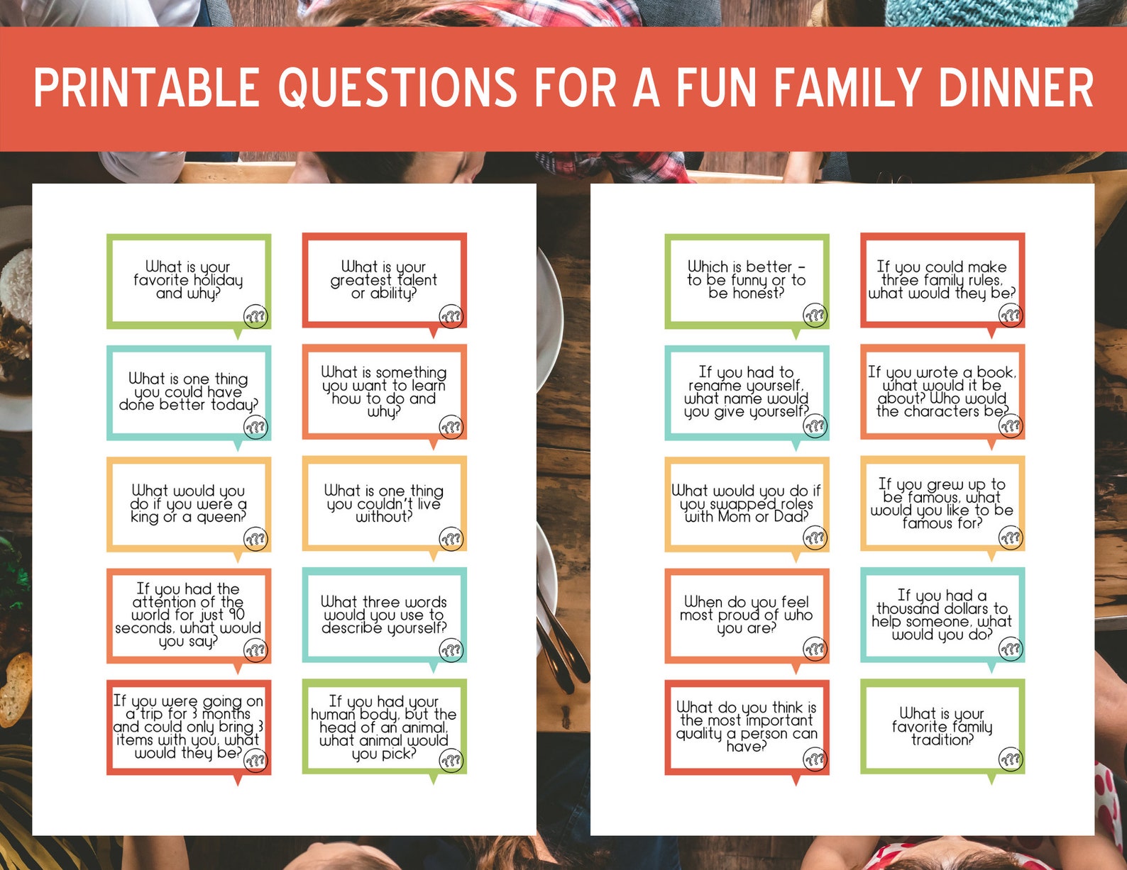 50 Questions for Family to Get Kids Talking for Family Dinner Talks