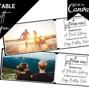 Bearbeitbares Fototicket, Reiseticket-Vorlage, Reise-Geschenkgutschein, Spaß-Gutscheinvorlage, Last-Minute-Weihnachtsgeschenke für Freund,