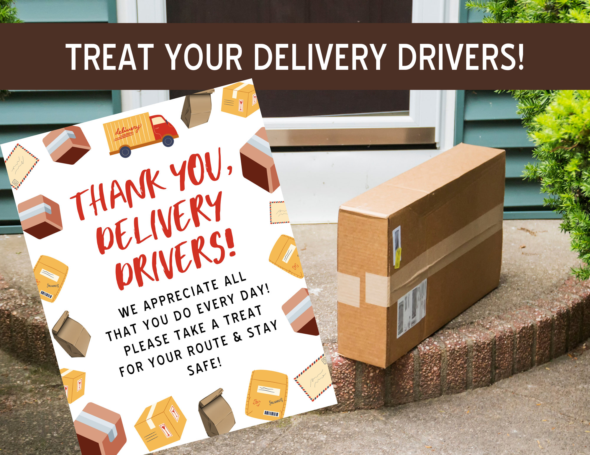 Any Time Thank You Delivery Drivers Vertical Printable Sign Etsy España
