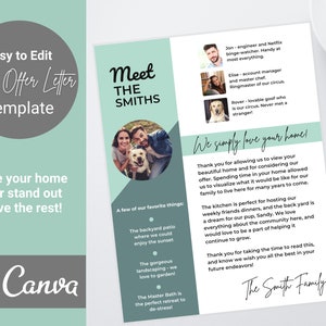 Carta de oferta de vivienda editable, plantilla personal para alquiler, carta de presentación de la casa al vendedor, carta del comprador de la vivienda, carta de oferta del comprador para una casa nueva