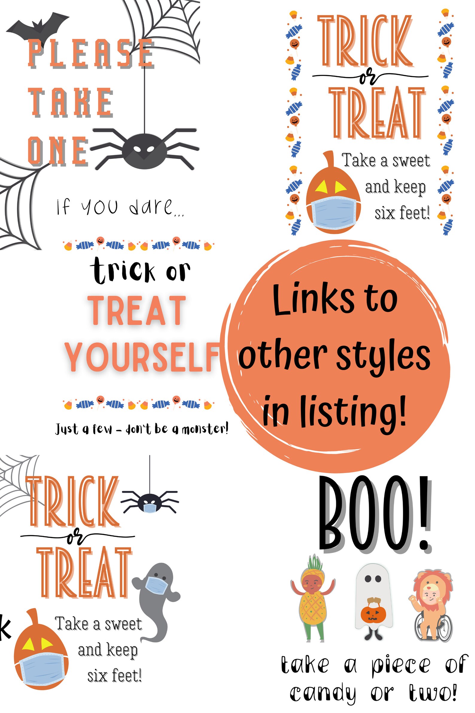 Socially Distanced Halloween Trick or Treat Sign Candy Bowl Etsy